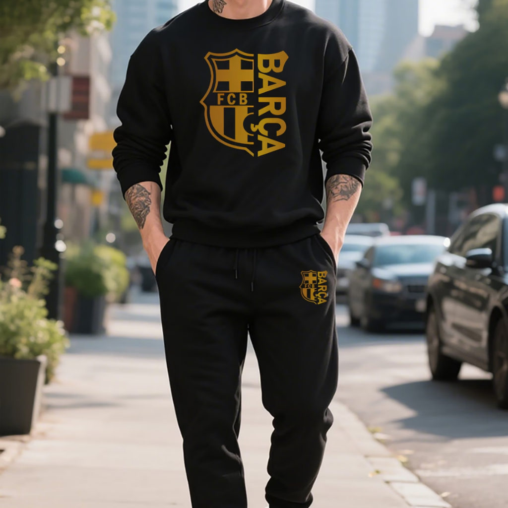 Conjunto Kit Moletom e Calça Blusa de Frio sem Capuz Barcelona Time Futebol 2026