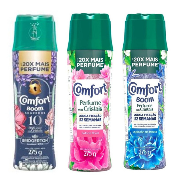 Comfort BOOM explosão de frescos 275g,  euforia floral 275g, Bridgerton 275g