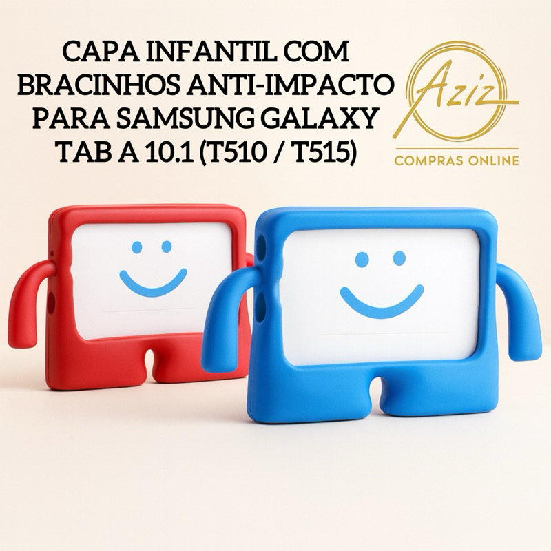 Capa Infantil com Bracinhos Anti-Impacto para Samsung Galaxy Tab A 10.1 (T510 / T515) – Proteção Máxima e Diversão