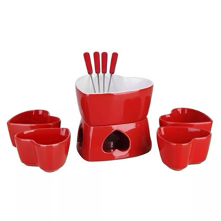 Conjunto Para Fondue 10 Peças Coração 500ml Cerâmica em Oferta na Shopee