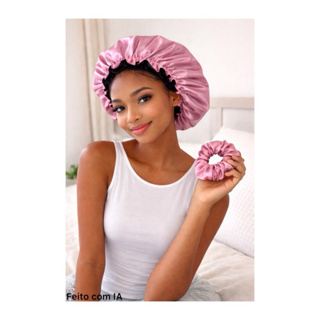 Touca de Cetim Dupla Face grande Premium – Anti Frizz, Protege o Cabelo, Ajustável + Xuxinha de cetim em Oferta na Shopee