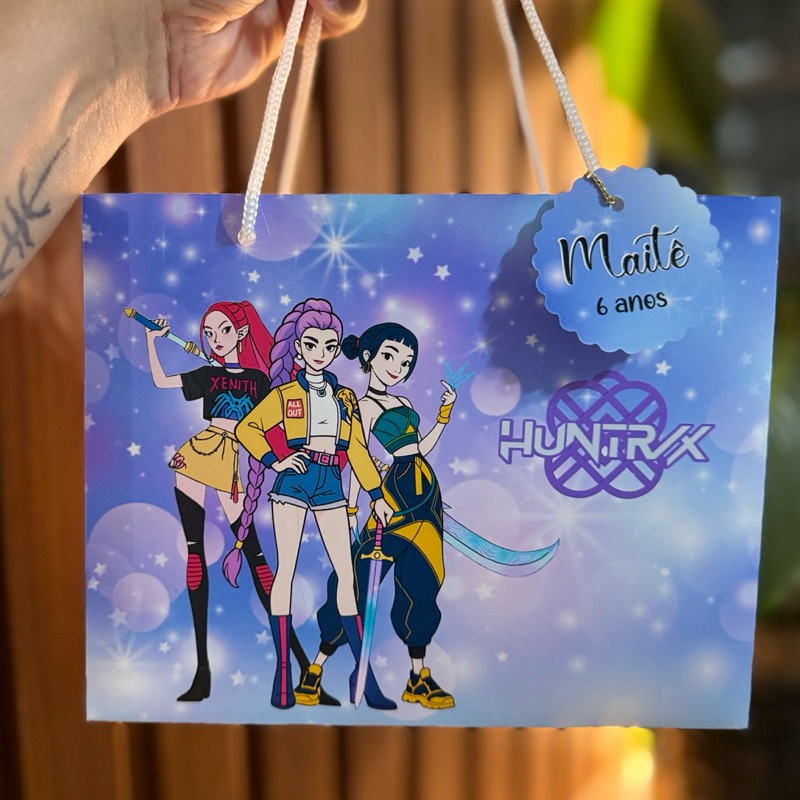 10 Sacolas Huntrix Personalizada lembrancinhas Aniversári Sacolinha Tamanho G