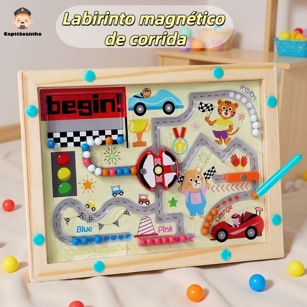 Brinquedo Magnético Madeira Labirinto Classificação
