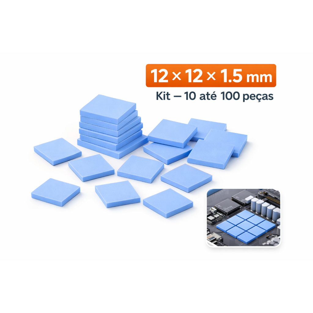 Thermal Pad Térmico cortado com 12mm X 12mm X 1.5mm espessura para Ps4 Ps3 Xbox 360 Xbox One e PC
