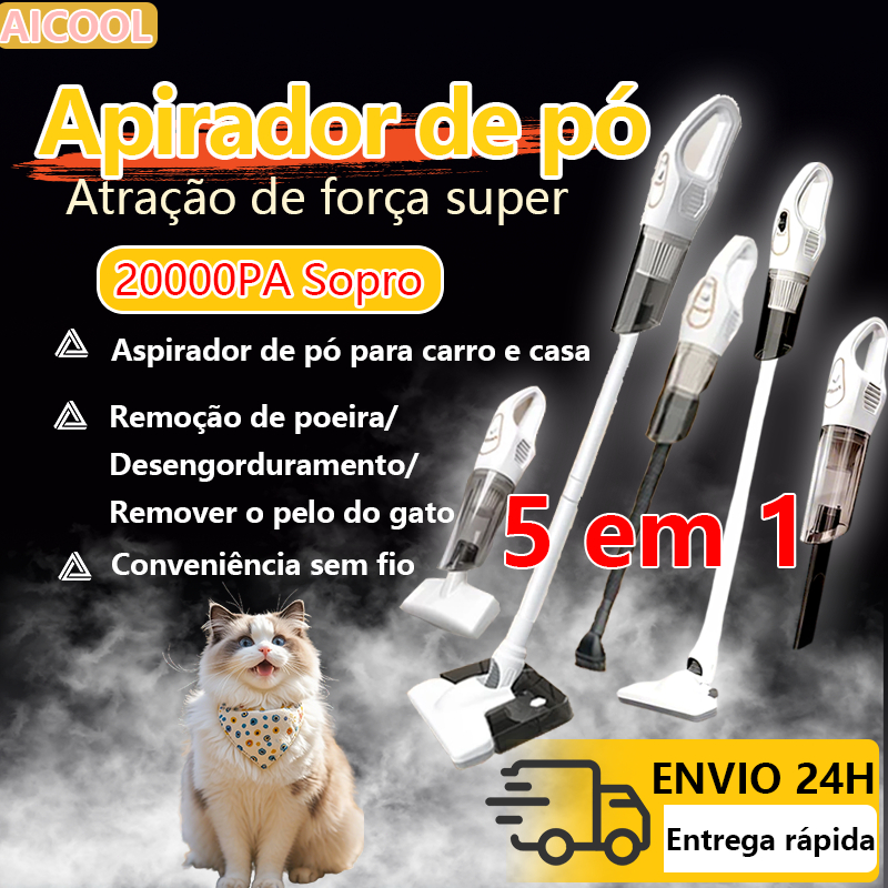 AICOOL Aspirador de pó portátil 5 em 1 Potência elevada Multifuncional