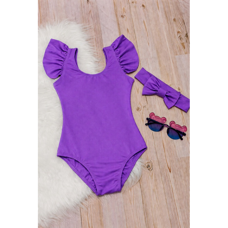 ☀️ Maiô Infantil Feminino com Babados + Laço | Liso ou Estampado | Moda Praia Menina Verão