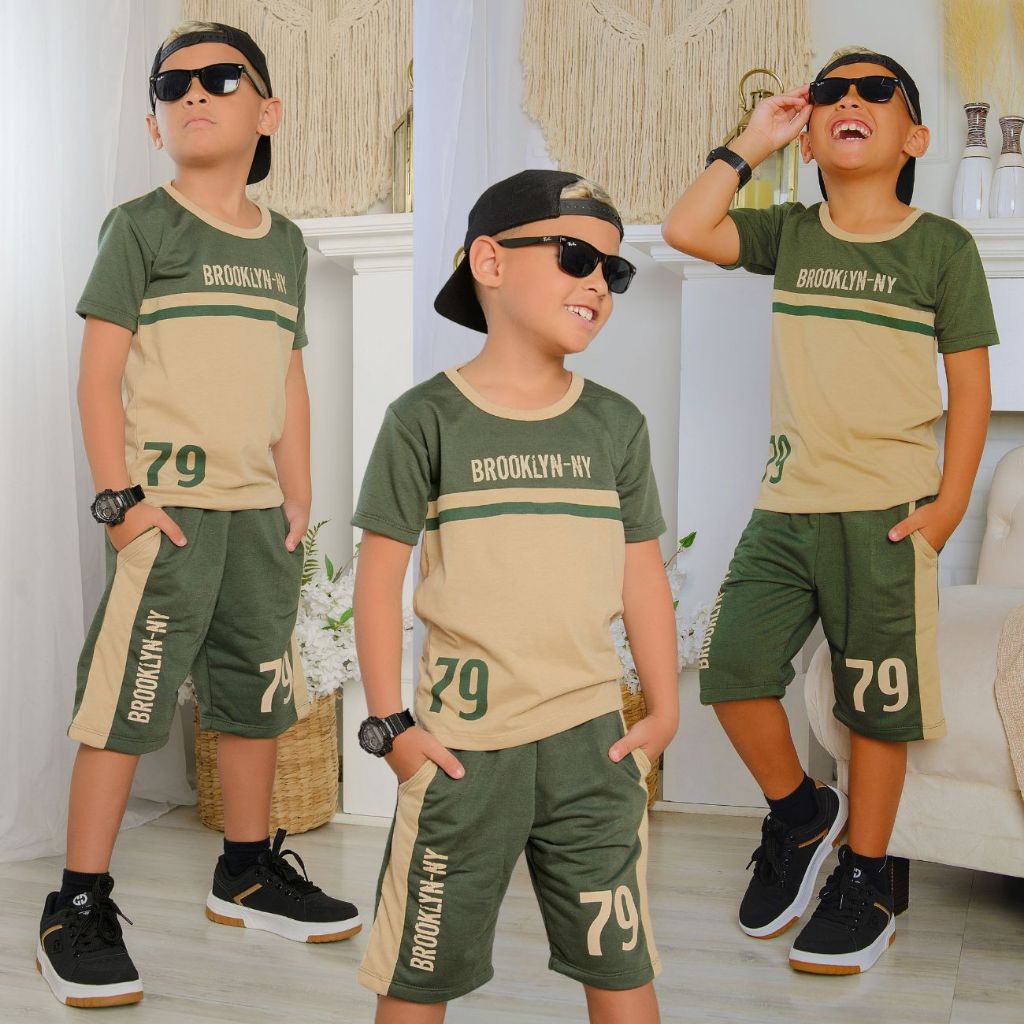 Conjunto Masculino Lançamento Verão Camisa e Bermuda Roupa De Menino Veste Do 2 Ao 14 Anos em Oferta na Shopee