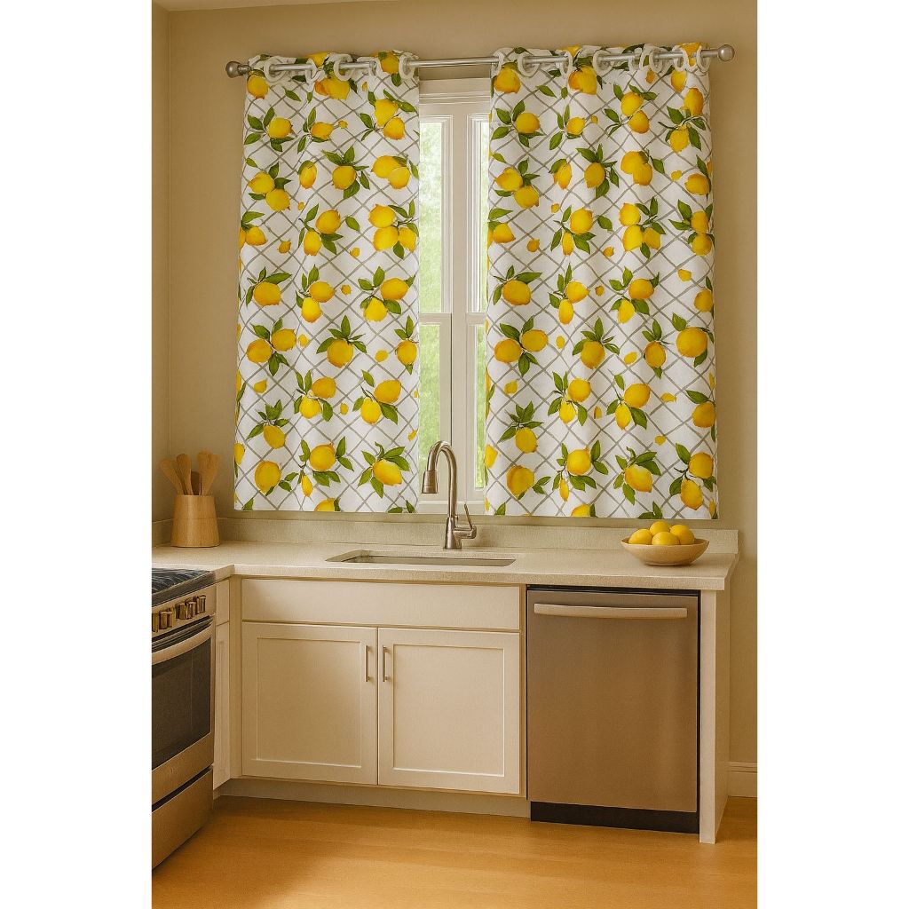Cortina Para Casa Cozinha Sala Quarto Janela Vitrô 2 x1,40 Estampada Lisa Forro Poliéster Decorativa