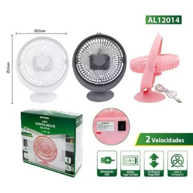 Mini Ventilador 2 Velocidades Regulavel USB