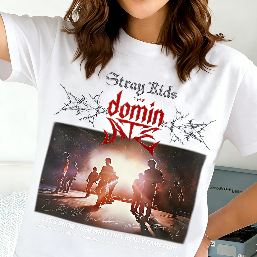 Camiseta Feminina Blusa Unissex Kpop Stray Kids The domin ATE Experience 2026 World Tour Maniac