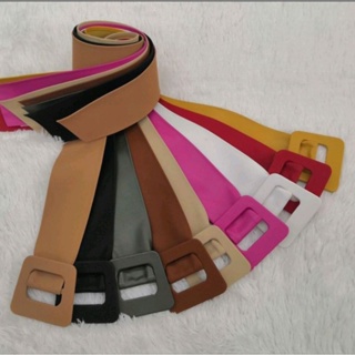 Cintos feminino faixa fivela quadrada encapada couro sintético em Oferta na Shopee