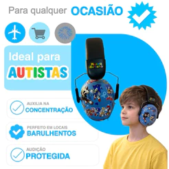 Abafador SOnic 32 DB Autismo Infantil Fone Protetor de Som Ouvido Auricular Ruído Super Confortavel Tdah Tea Autista