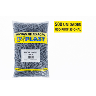 Kit 500 Buchas 10mm com Anel IV PLAST Uso Profissional Fixação em Parede em Oferta na Shopee