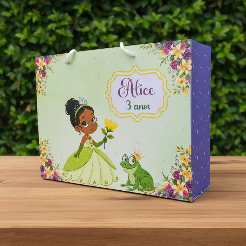 PEGUE E MONTE-Sacolinha Personalizada Tiana baby para Aniversário-Lembrancinha surpresa  Infantil a princesa e o sapo