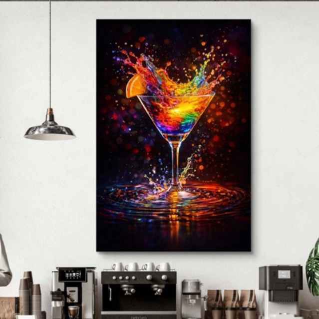 Quadro Decorativo Taça Colorida Abstrata Arte Moderna Luxo Grande 110x70cm Sala Bar Área Gourmet em Oferta na Shopee
