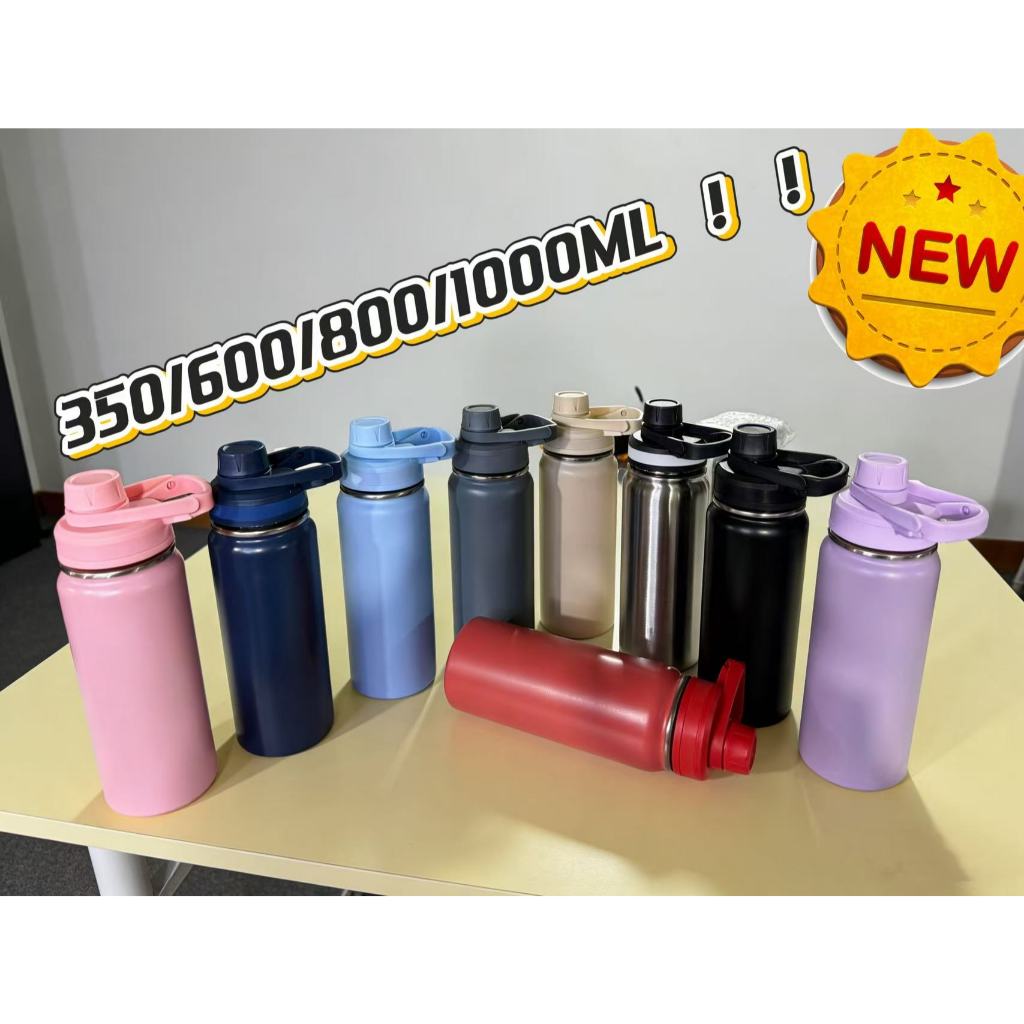 Imagem Garrafa Térmica inox 304 ,350/600/800/1000ML premium parede dupla–academia/escola/passeio/garrafa com alça