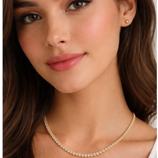 Conjunto de Pulseira e Colar Riviera Navete Folhado a Ouro 18K