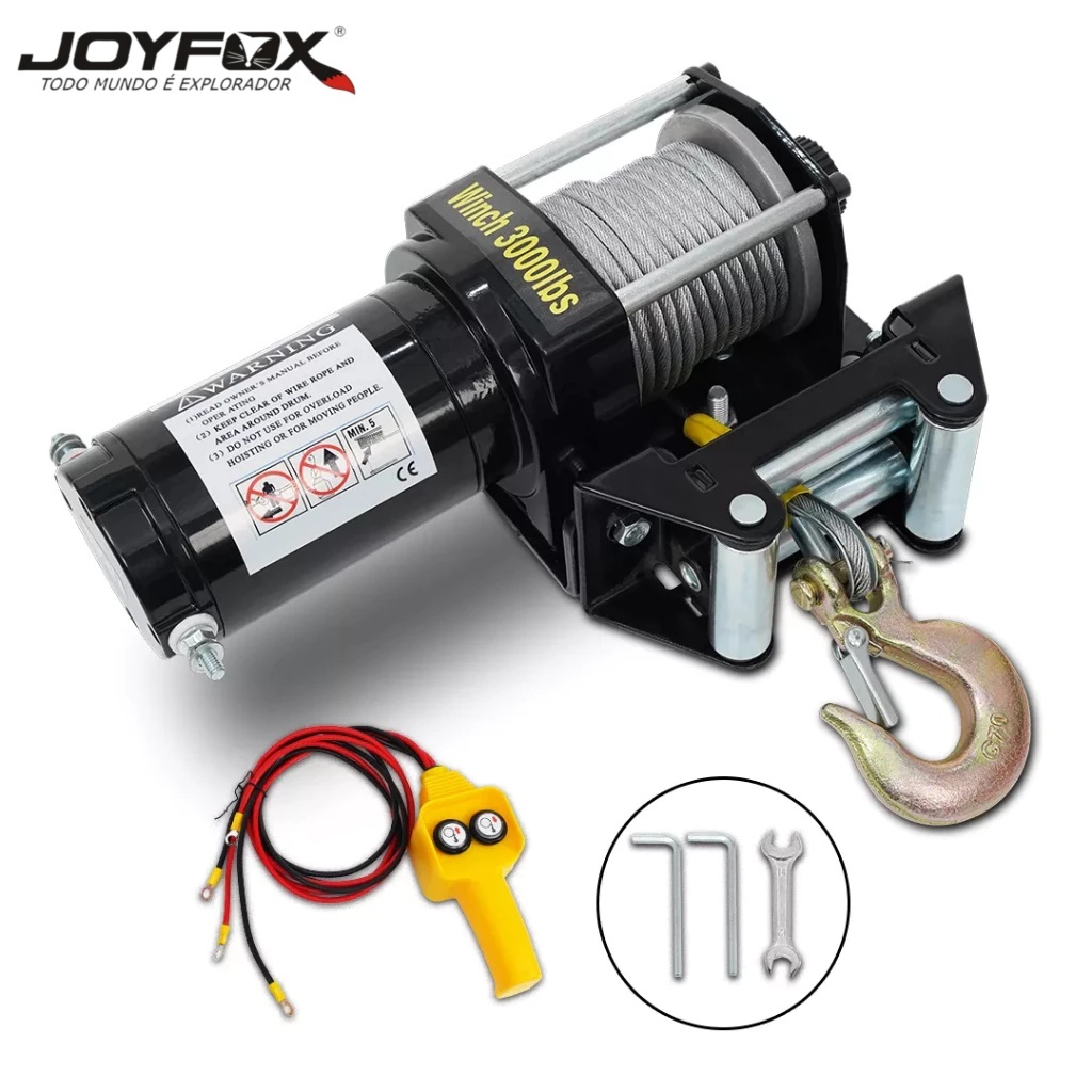 JOY FOX Guincho Elétrico 3000/4000 Libras 12v Para Quadriculo Jipe Barco