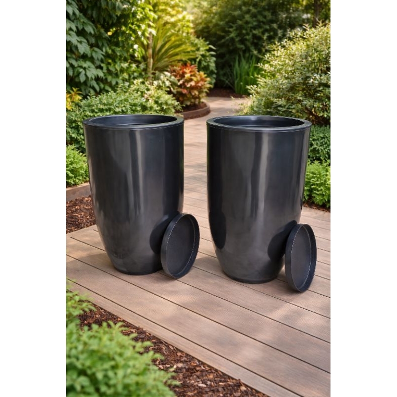 KIT COM 2 VASOS CONE BOJO POLIDO N2 48CM PARA ÁREAS EXTERNAS E INTERNAS LUXO