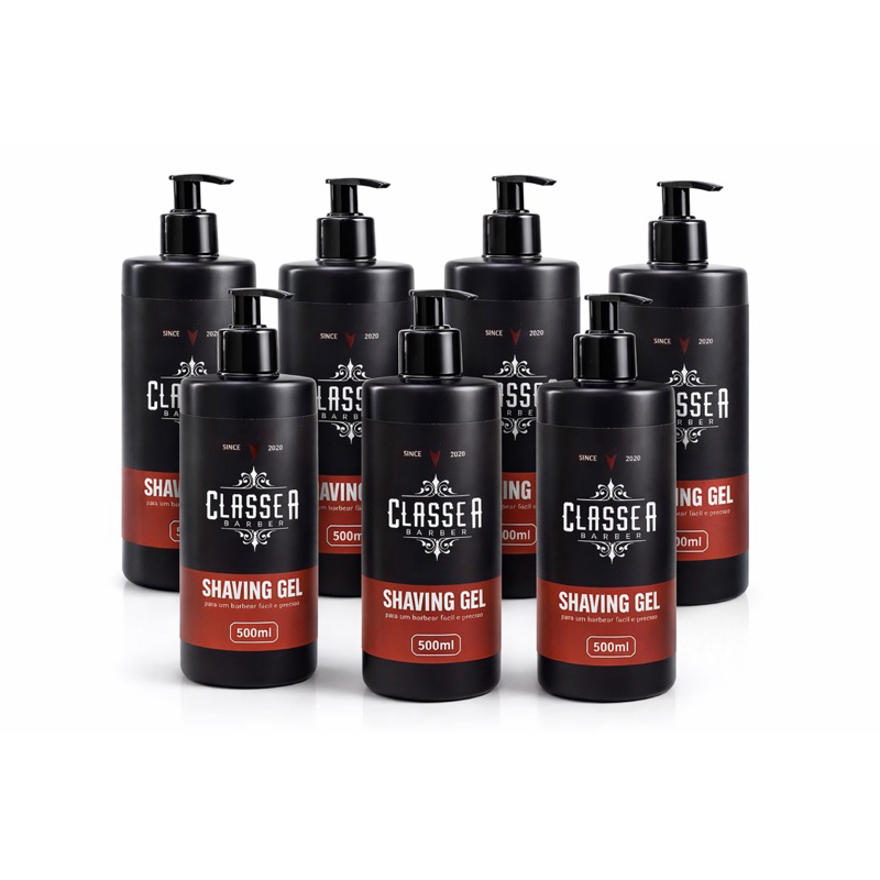 Kit 6x Shaving Em Gel 500ml Classe A Pra Fazer Barba Pezinho E Navalhado Hidratante & Refrescante Profissional