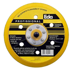 Disco De Borracha 6 Pol. Com Velcro Para Lixadeira Esmerilhadeira 6 Furos