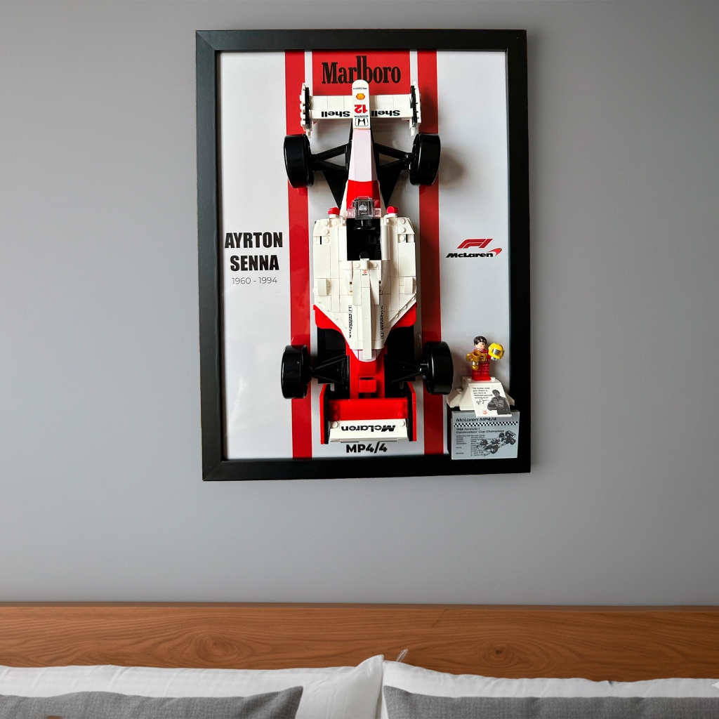 Quadro Expositor Lego McLaren MP4/4 Ayrton Senna A3 com Acrílico 2mm em Oferta na Shopee