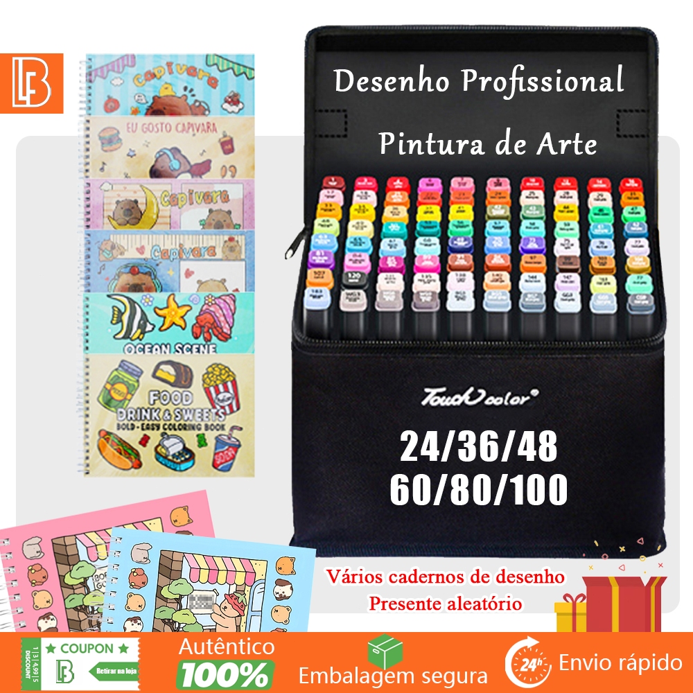 Kit Livro De Colorir Capa Dura 50 Páginas + 24/36/48/60/80 Cores Caneta Marcadora Com Ponta Dupla Pintura De Arte Kit Livro De Colorir Capa Dura 50 Páginas + 24/36/48/60/80 Cores Caneta Marcadora Com Ponta Dupla Pintura De Arte