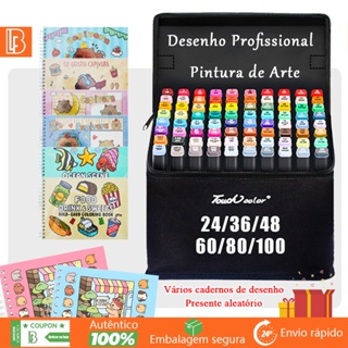Kit Livro De Colorir Capa Dura 50 Páginas + 24/36/48/60/80 Cores Caneta Marcadora Com Ponta Dupla Pintura De Arte em Oferta na Shopee