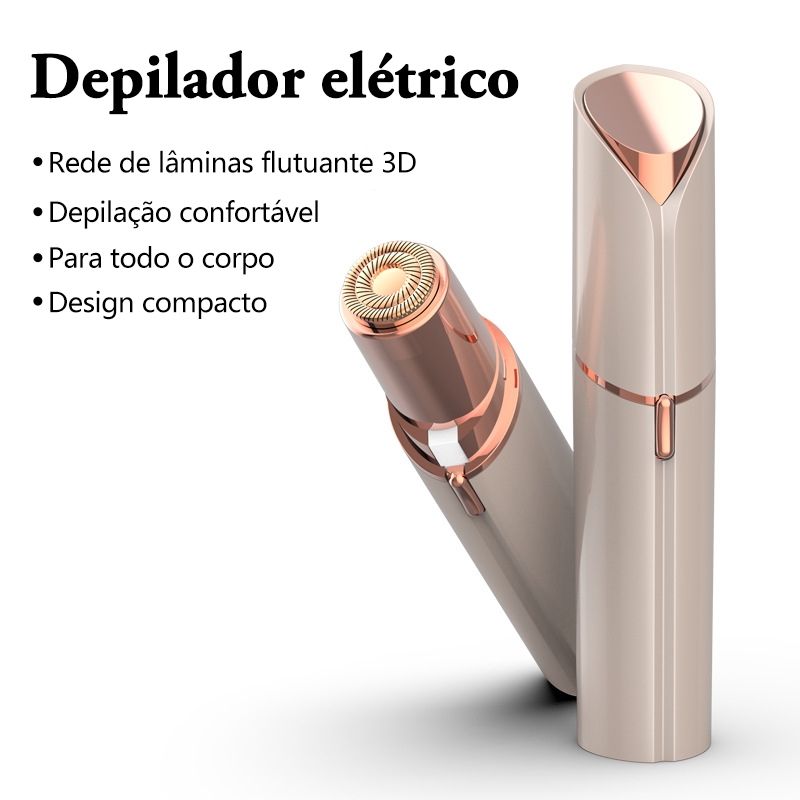 Depilador Facial Portátil em Formato de Batom | Elétrico, Recarregável e Indolor para Remoção de Pelos