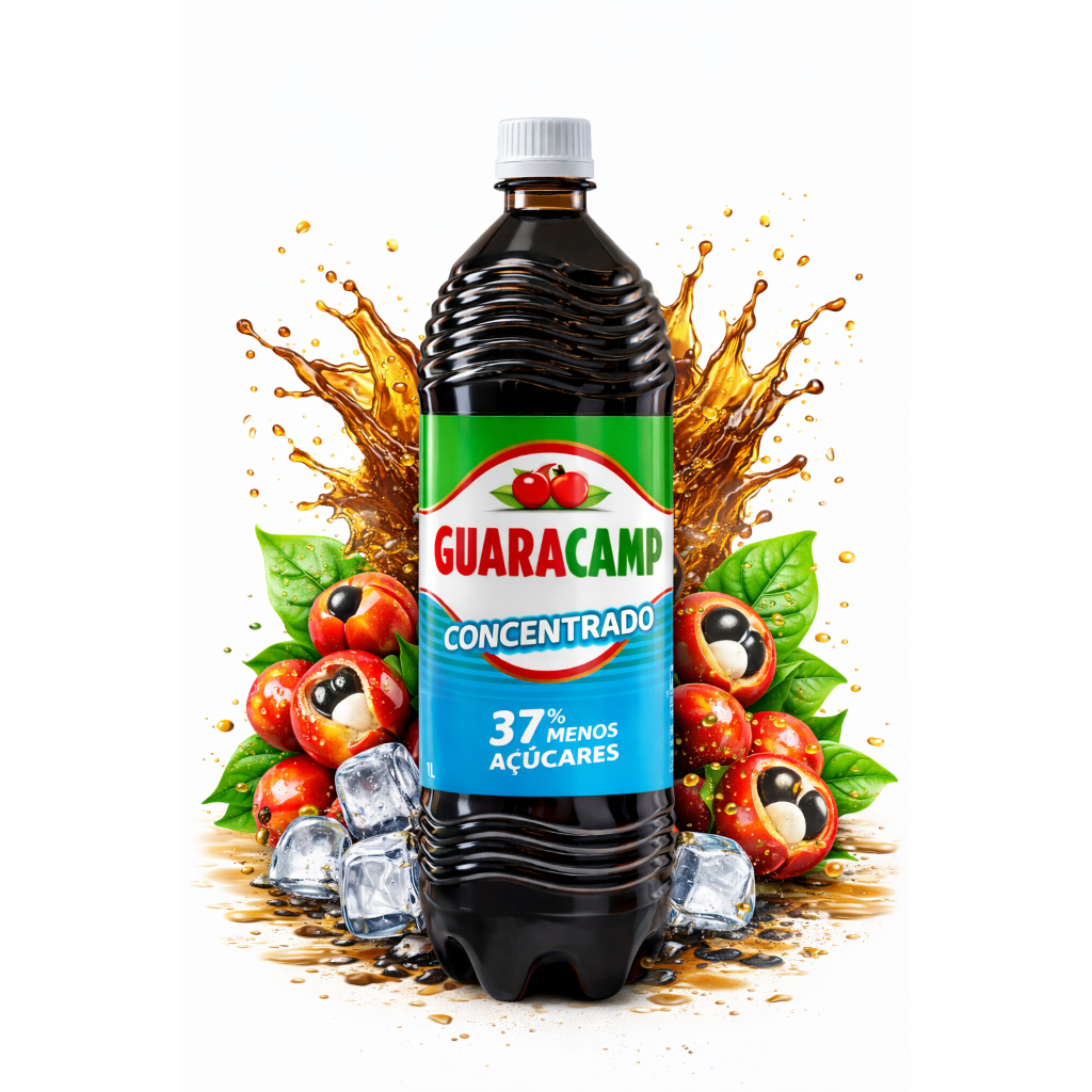 Xarope Líquido Concentrado de Guaraná 37% Menos Açúcar Guaracamp - 1 Litro