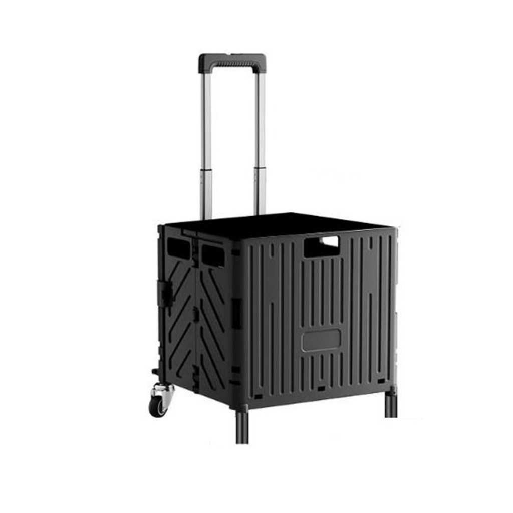 Carrinho de Compras Dobrável de 65L com Pega Telescópica e Rodas Giratórias Leve(Cores aleatórias: preto/branco/azul)