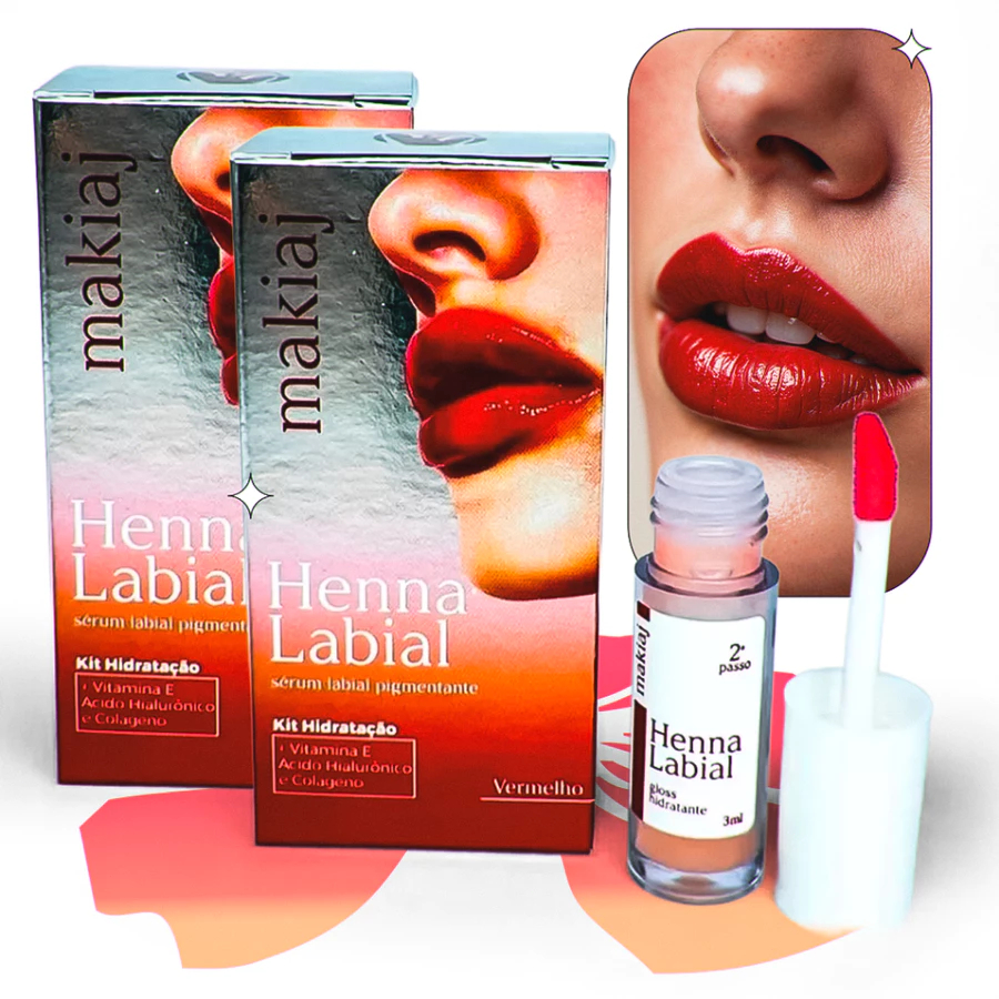 Henna Labial Makiaj kit 3ML Pelicula pigmentante+3ML gloss hidratante