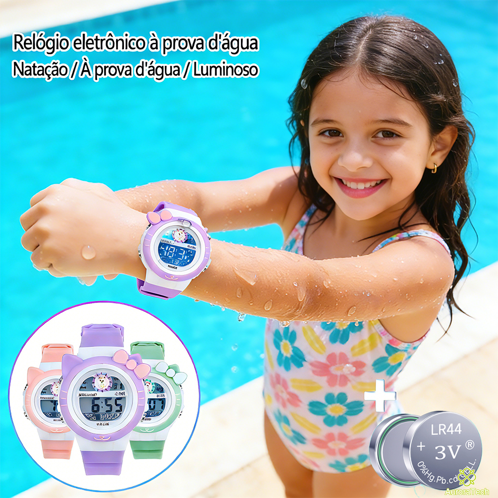 Relógio Infantil Digital Para Meninos E Meninas À Prova D'Água 50m Esportivo Com Led Luminoso E Design De Animais
