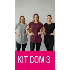 KIT 3 Blusa Feminina De Academia Tapa Bumbum De Viscolaycra Camisetas Feminina Blusa Feminina