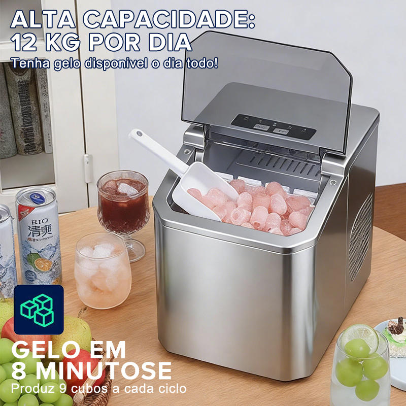 Tenha Gelo em 7 Minutos! Máquina Portátil 26Lbs, 2 Tamanhos, Silenciosa-VISTA em Oferta na Shopee