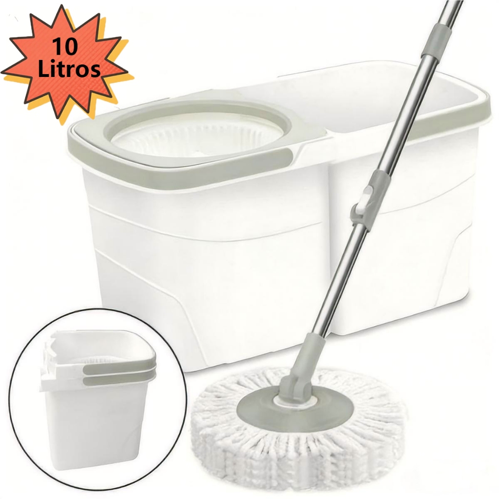 Mop Giratório Duas Águas, Com Balde E Esfregao, 10 L Cesto, Mop Giratório Simplo, Com Abeça Giratória