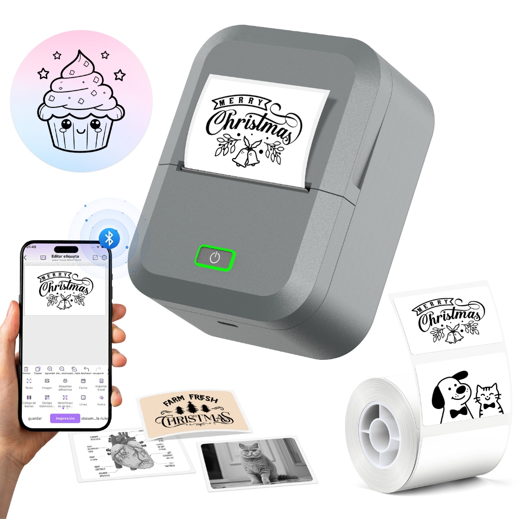 Impressora de etiquetas térmica portátil M60 Bluetooth Largura do papel de impressão 20-58 mm