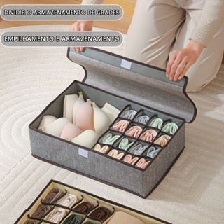 Caixas organizadoras para guarda-roupa com divisórias são ideais para guardar roupas íntimas e calças.44*29*12cm em Oferta na Shopee