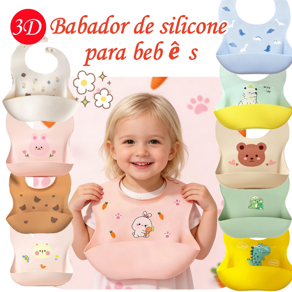 Kit2 Babador Bandana Impermeável De Silicone Para Alimentação Bebê Com Pega Migalhas Ajustável Resistente 2026 em Oferta na Shopee