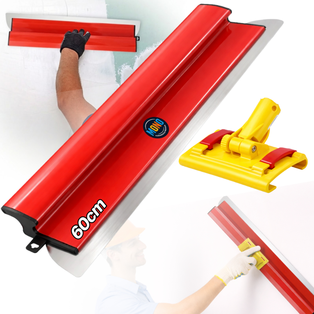 Kit Desempenadeira Berox 60CM+ Suporte Alongador Berox Inox ABS Engenharia Ergonomico Drywall Gesso Profissional