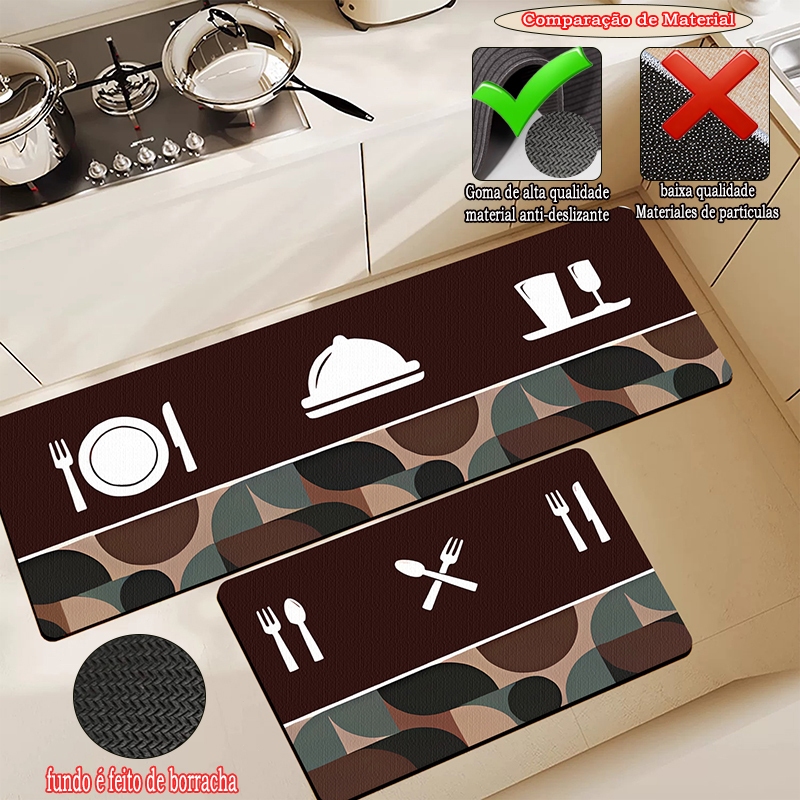 2-pack modern style kitchen floor mat set tapete de chão em Oferta na Shopee