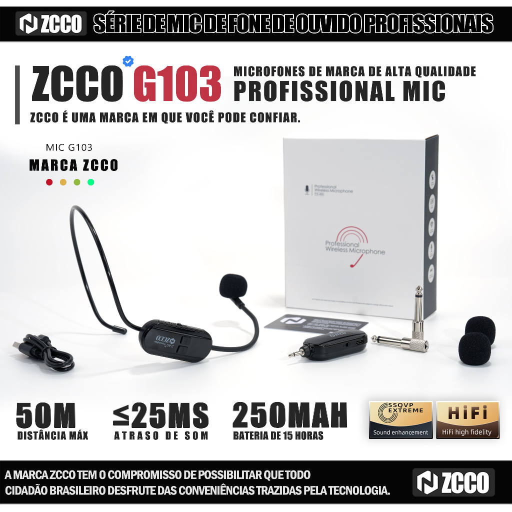 Microfone Sem Fio Zcco Interface Mic Ideal Para Palestras Entrega Hoje em Oferta na Shopee