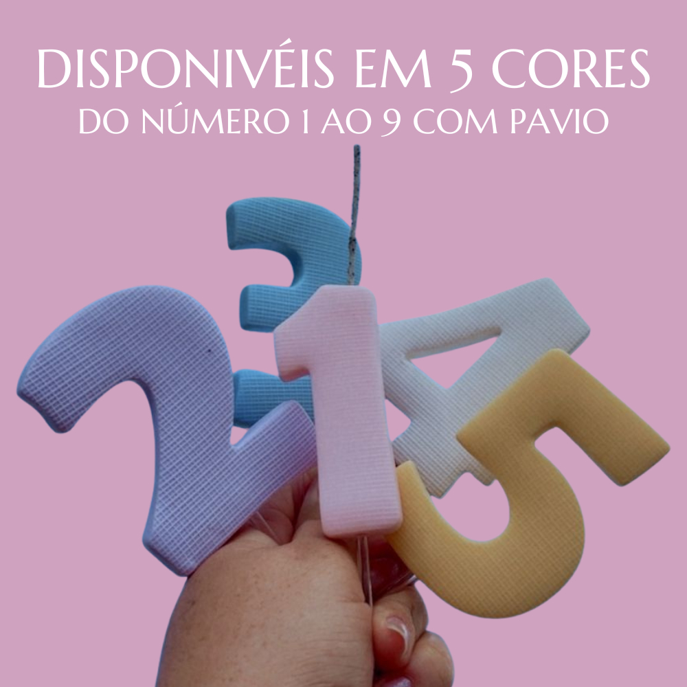 Vela de biscuit de aniversário com pavio 1 ao 9, pronta entrega