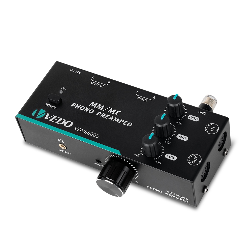 Pré-Amplificador Phono De Toca-Discos Para Cápsulas MM/MC Ajuste de 3 Bandas Saídas RCA e XLR de 5 Pinos/P2