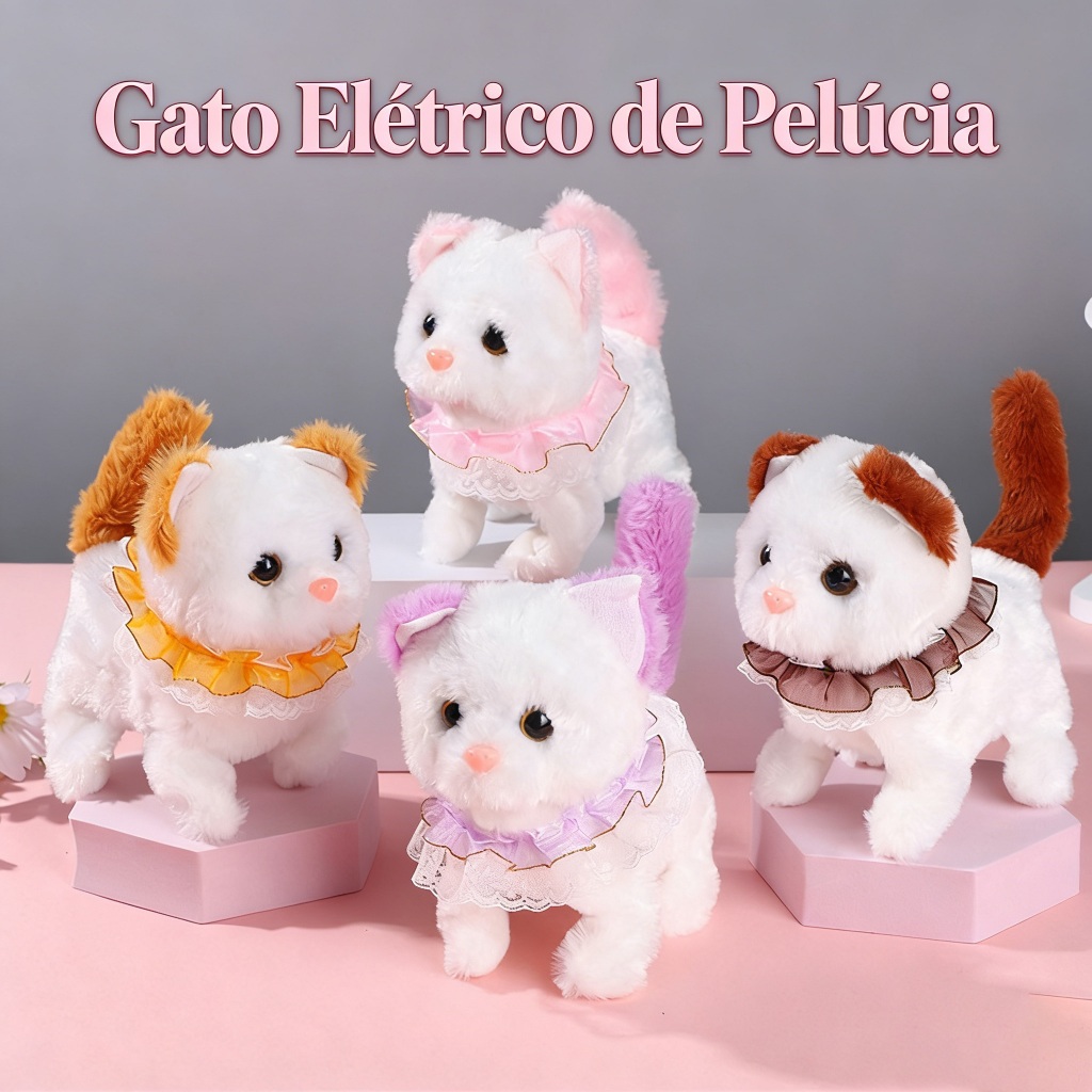 Brinquedo Elétrico de Gato de Pelúcia - Interativo e Divertido para Crianças e Famílias em Oferta na Shopee