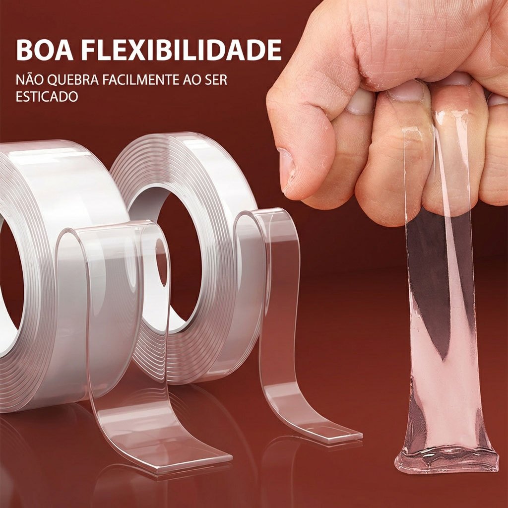 Fita Dupla Face 2/3m Transparente fixa Forte Multiuso Antiderrapante para Casa Escritório em Oferta na Shopee