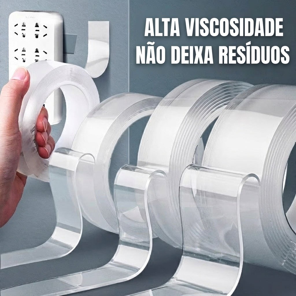 Fita Dupla Face 2/3m Transparente fixa Forte Multiuso Antiderrapante para Casa Escritório em Oferta na Shopee