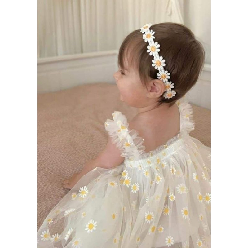 Vestido Margaridas Tule Menina Princesa festa aniversario ensaio Modelo Alcinha