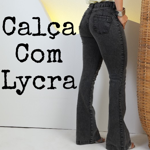 Calça Feminina Com Lycra Flare Boca de Sino Jeans Cintura Alta Com Lycra Levanta Bumbum em Oferta na Shopee