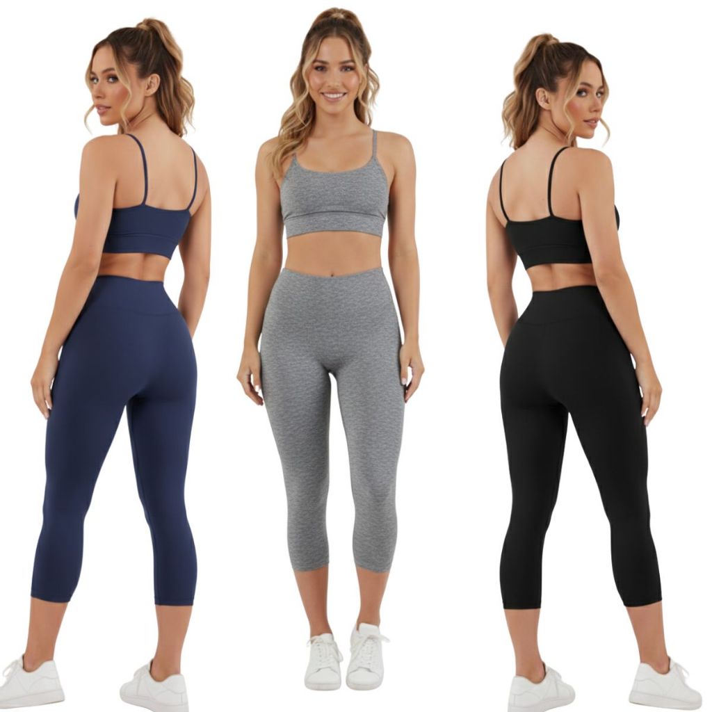 KIT 3 calça legging corsário feminina cintura alta suplex academia fitness lisa excelente qualidade